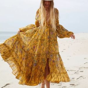 Free People Cassis Printed Chiffon Dress